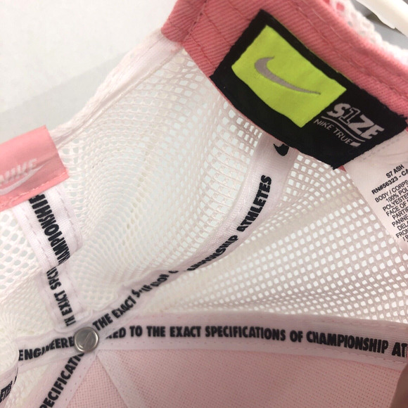 Vintage Nike Snapback Truckers Hat Mesh Back Block Letters Pink Cap #56323 Nice - Picture 9 of 12